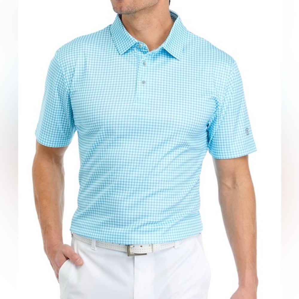 Pro Tour Blue and White Gingham Print Polo XXL